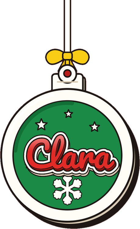 Bola de Natal impressa em 3D com o nome Clara